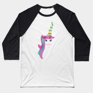 Pink, Green and Purple Unicorn with Rainbow hair Baseball T-Shirt